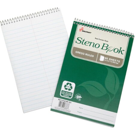 Made-To-Stick 753001 6 x 9 in. Gregg Rule Recycled Steno Book White, 6PK MA3765813